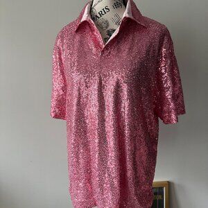 Astoseu Pink Sequin Polo Shirt - Women's Medium
